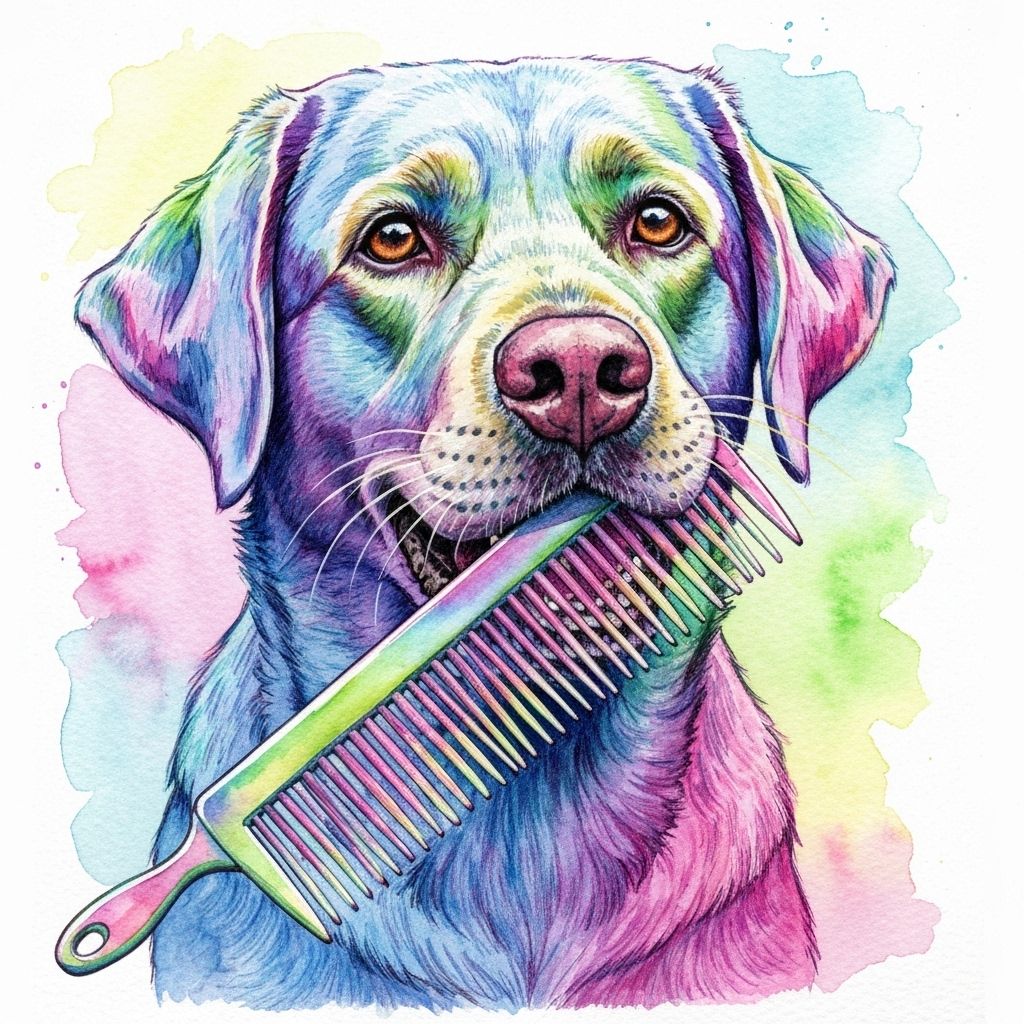 Artistic pet grooming illustration